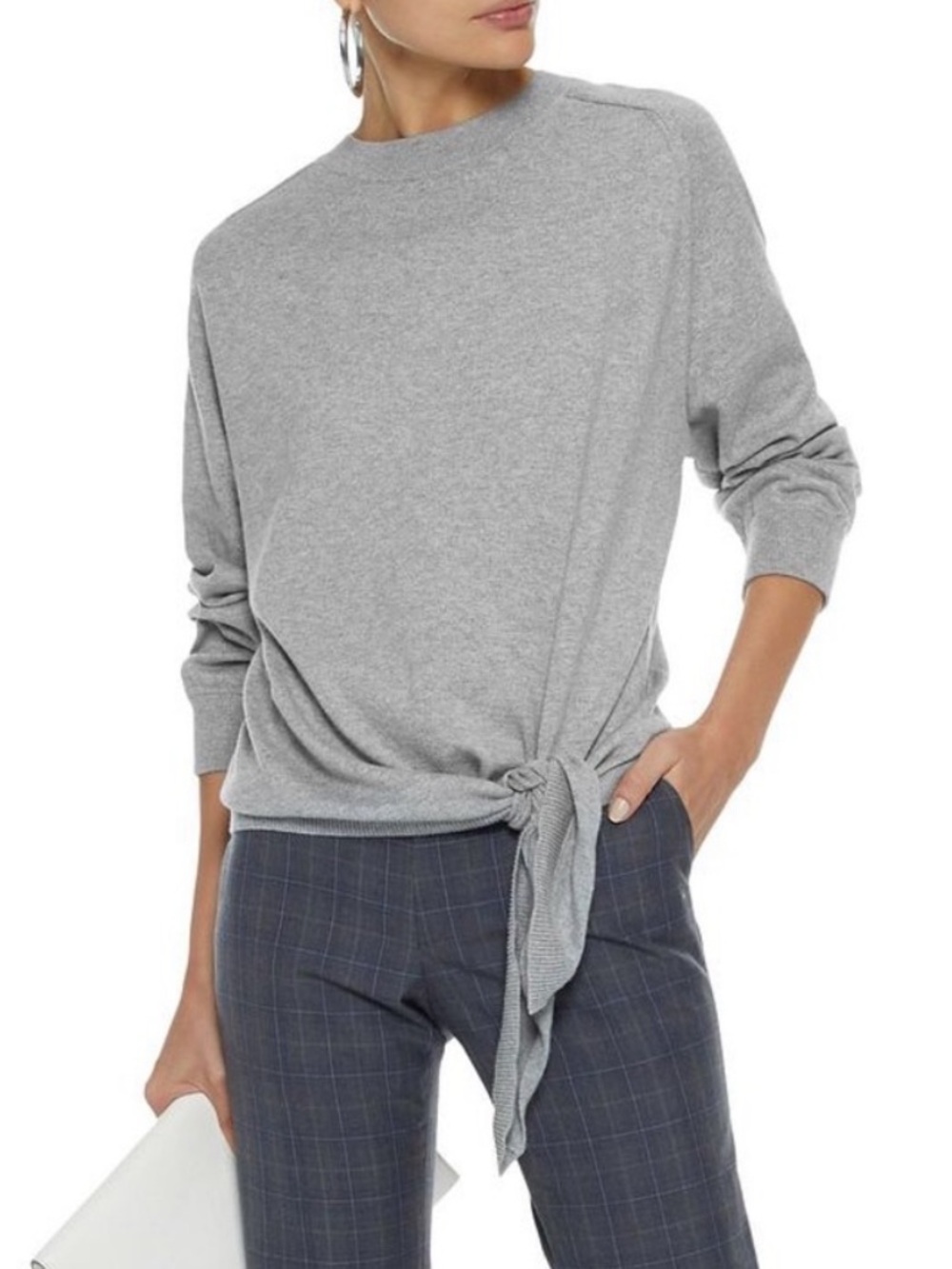 Vince Gray 100% Cotton Medium Knit Tie Front Sweater Women’s Size Medium